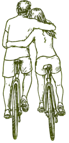 Ilustração do casal de bicicleta